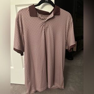 Abercrombie & Fitch Maroon Air Knit Polo Shirt with Geometric Pattern size L